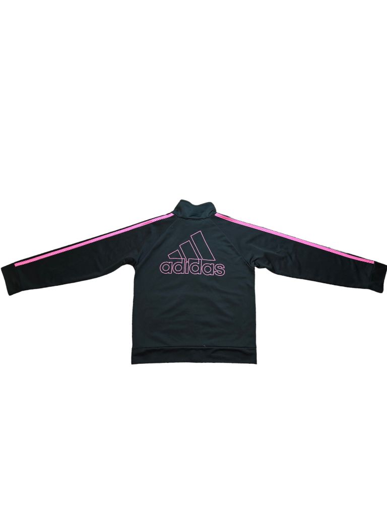 Girls Adidas Tracksuit Black Pink Stripe Size Large 14