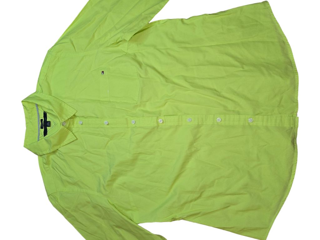 Women's Tommy Hilfiger Classic Fit Neon Green Button Down Shirt Size XL