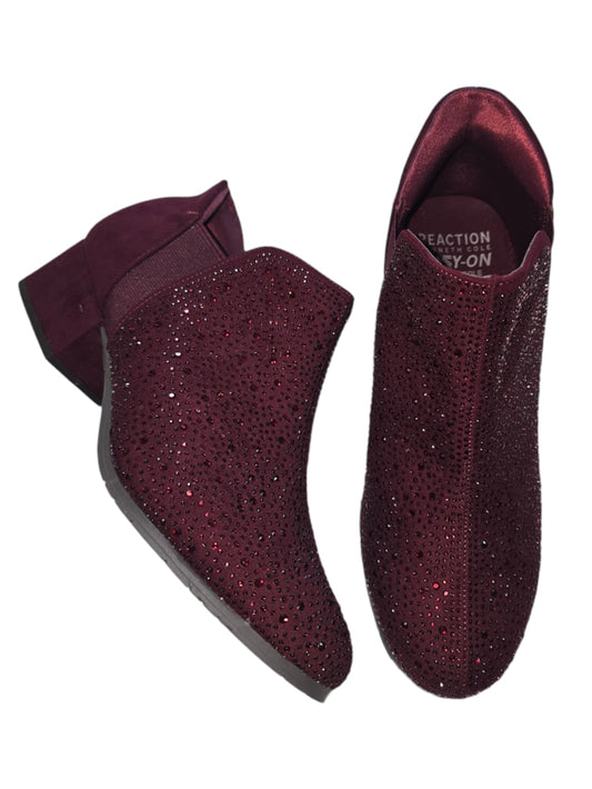 Kenneth Cole Reaction Sandra EZ-On Step-In Jeweled Bootie Wine Red SZ 10W