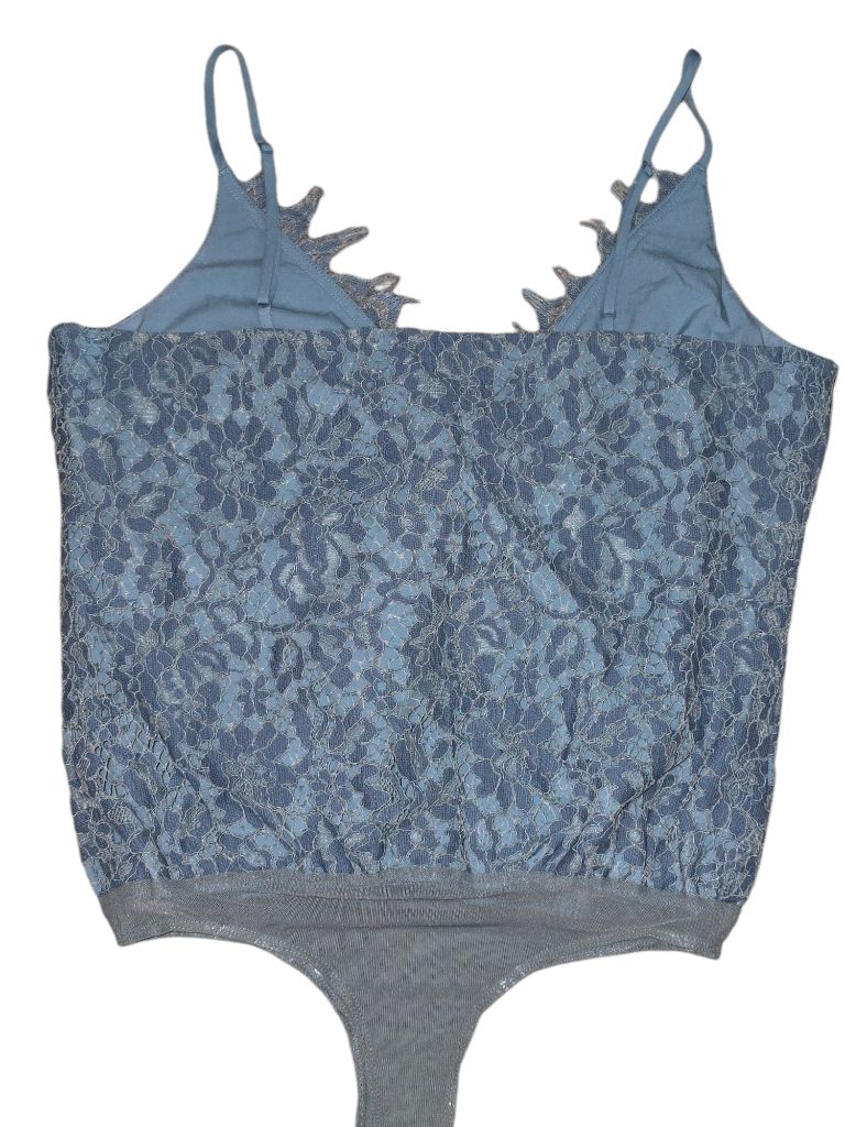 Women's WAYF Blue Lace Teal Open Front Bodysuit Size S