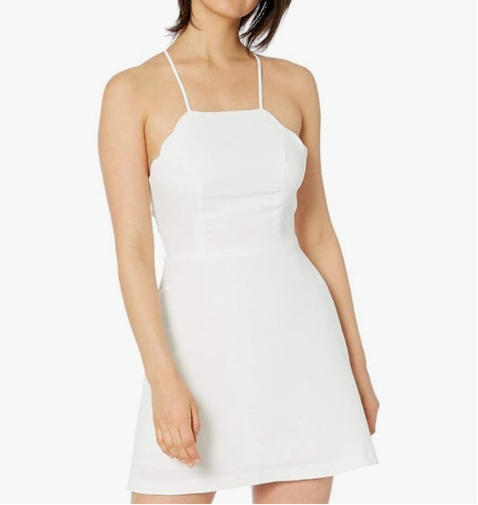 Women BCBGeneration Scallop Edge Skater Dress Size 10 White MSRP $108