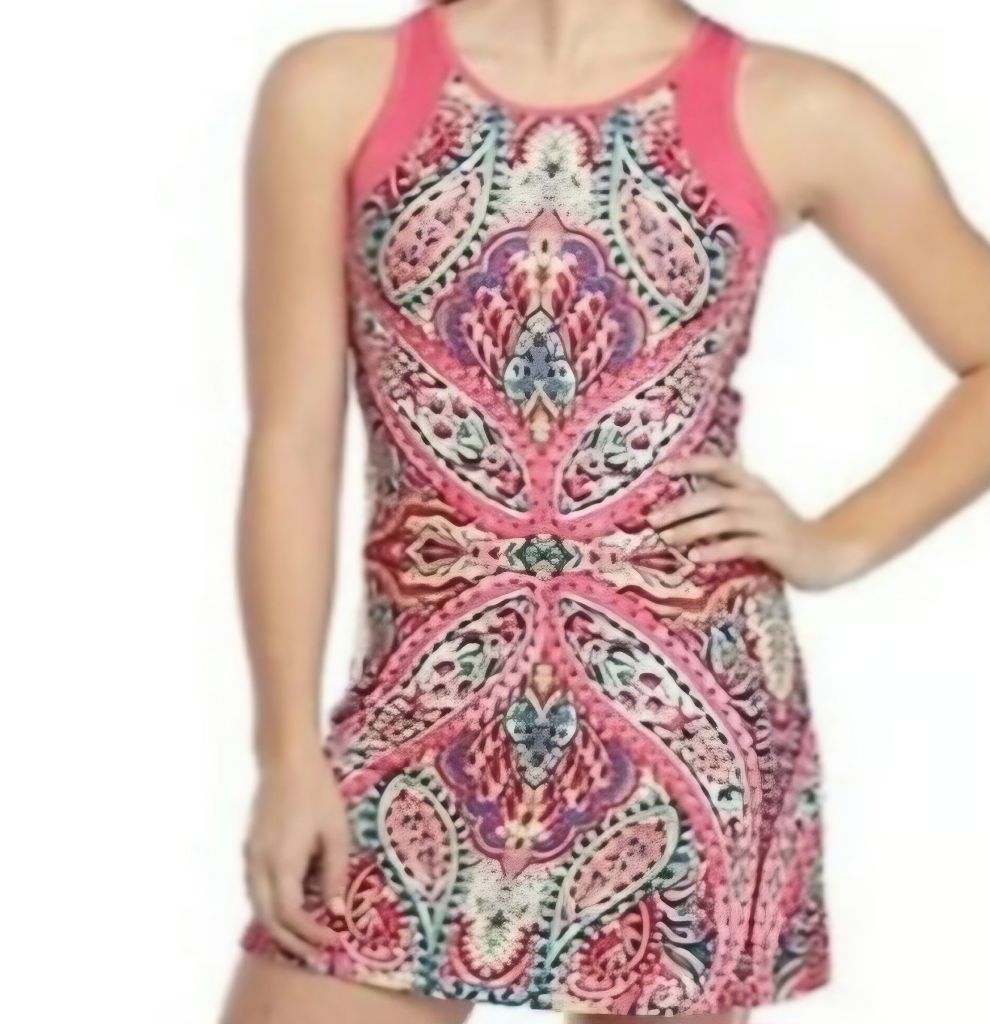 Nannette Lepore Pink Paisley Active Dress Built In Bra LARGE