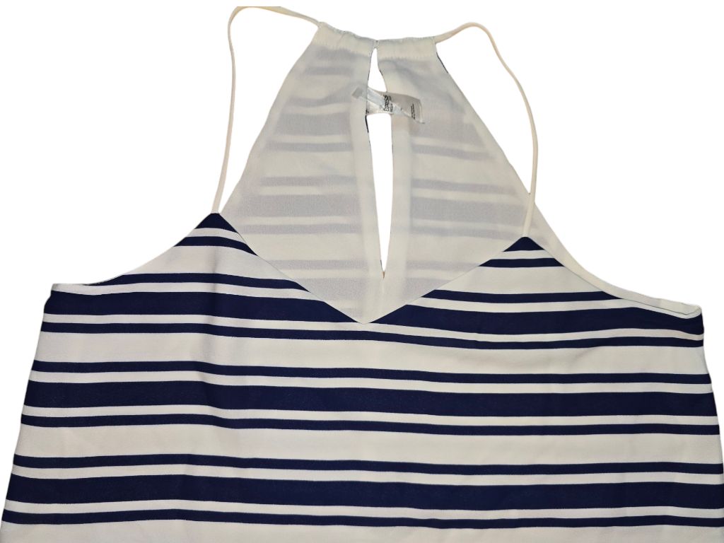 Women's Express Barcelona Cami Blue and White Striped Tank Top - Size S