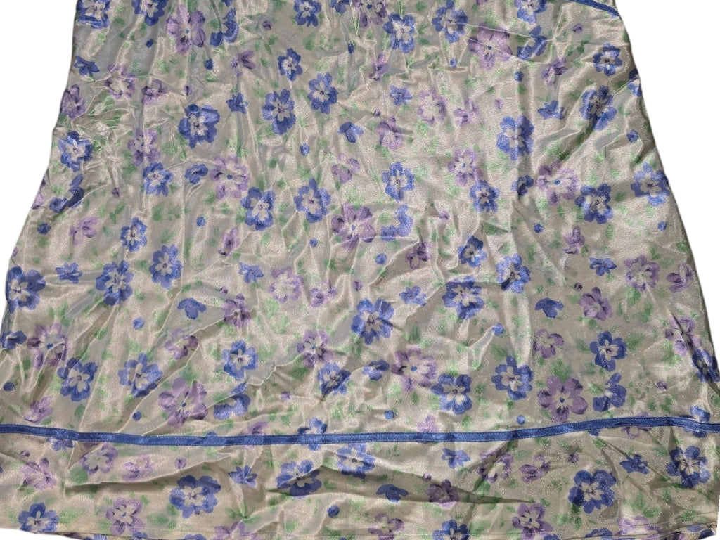 Women Morgan Taylor Intimates Mini Night Gown L Yellow Blue Purple Floral Satin