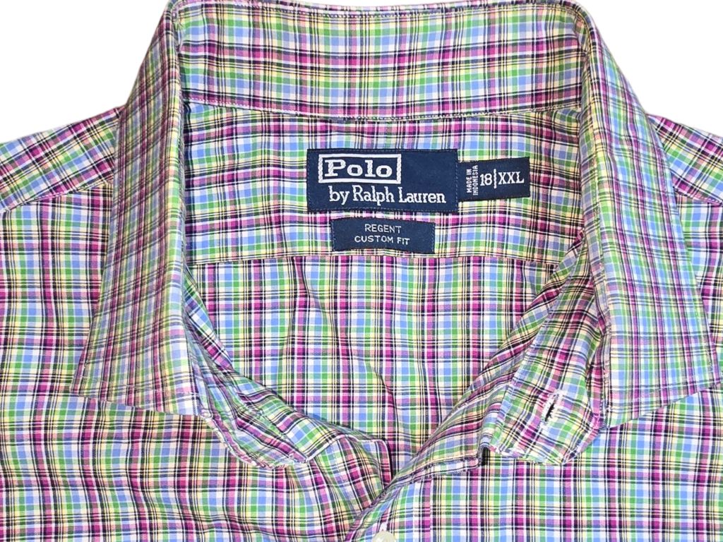 Men's Polo Ralph Lauren XXL Blue/Pink Plaid Shirt Regent Custom Fit