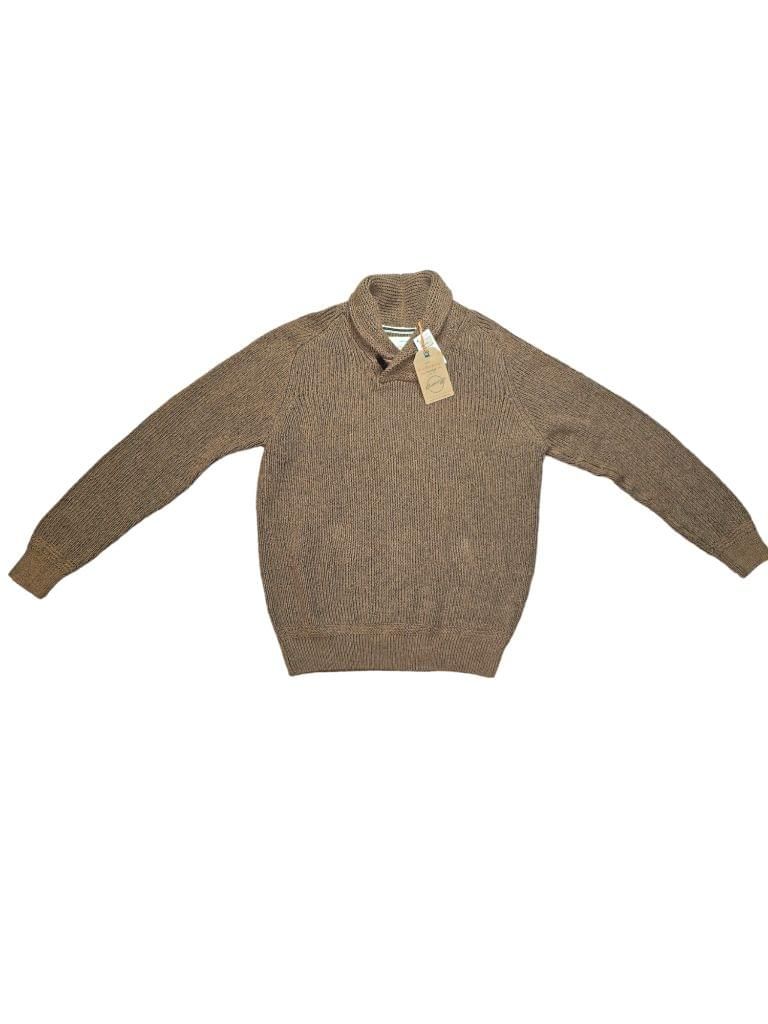 Men's Weatherproof Vintage Brown Shawl Collar Fisherman Sweater Size M MSRP $85