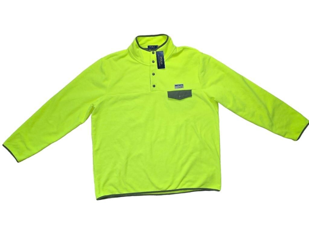 Men's Polo Ralph Lauren Neon Yellow Fleece Pullover Sweater XXL MSRP $198