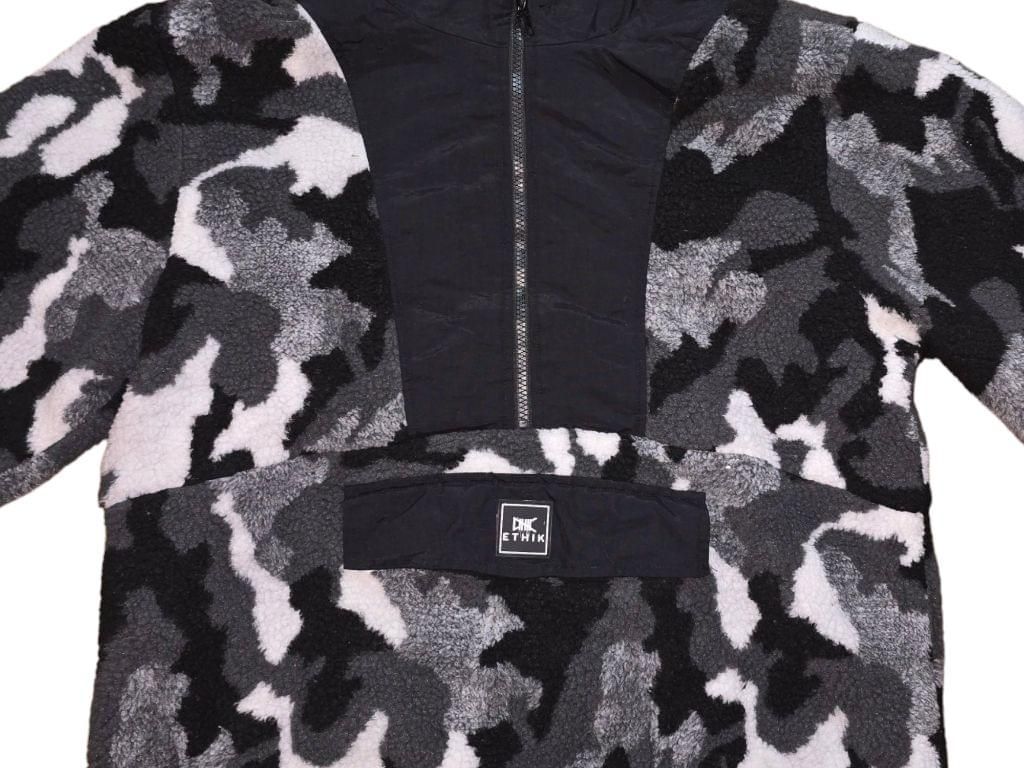 Men's Ethik Black Camouflage Fleece Pullover Hoodie Jacket - Size M MSRP $132