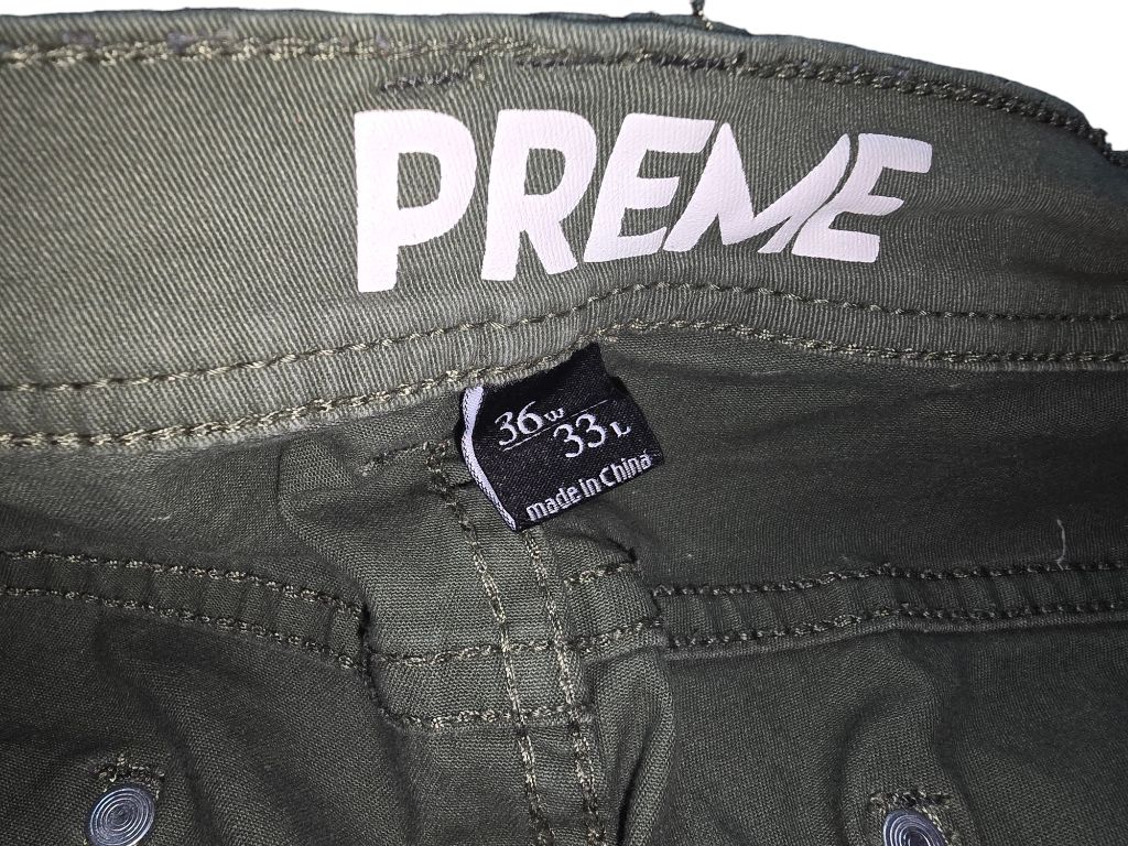 Men's Preme Green Cargo Pants with Chains and Straps Tactical Punk Size 36 X 33