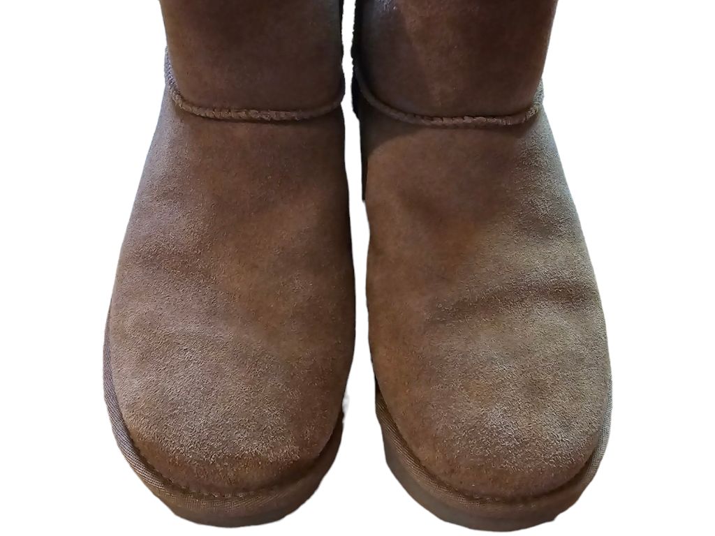 Women's UGG Mini Bailey Chestnut Crystal Button Suede Boots Size 10