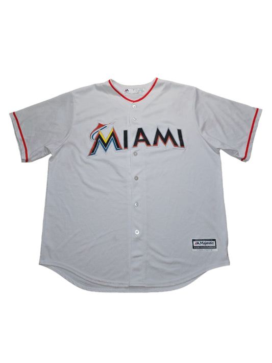 Men's Majestic MIAMI 2014 Baseball Jersey XL White Red BAGBOI #9