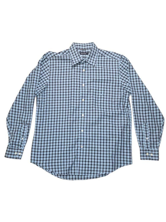 Men's Nautica Blue Gingham Button Down Shirt Size M Wrinkle Resistant