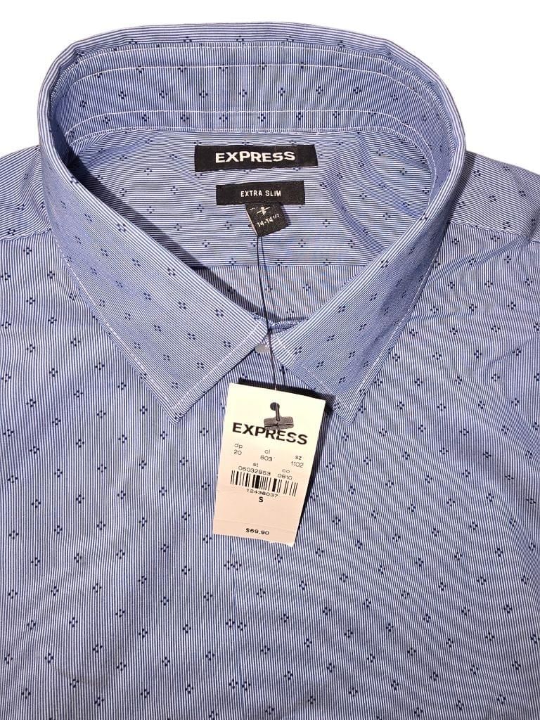 Men's Express Extra Slim Fit Blue Button Down Shirt Size S MSRP $69.90