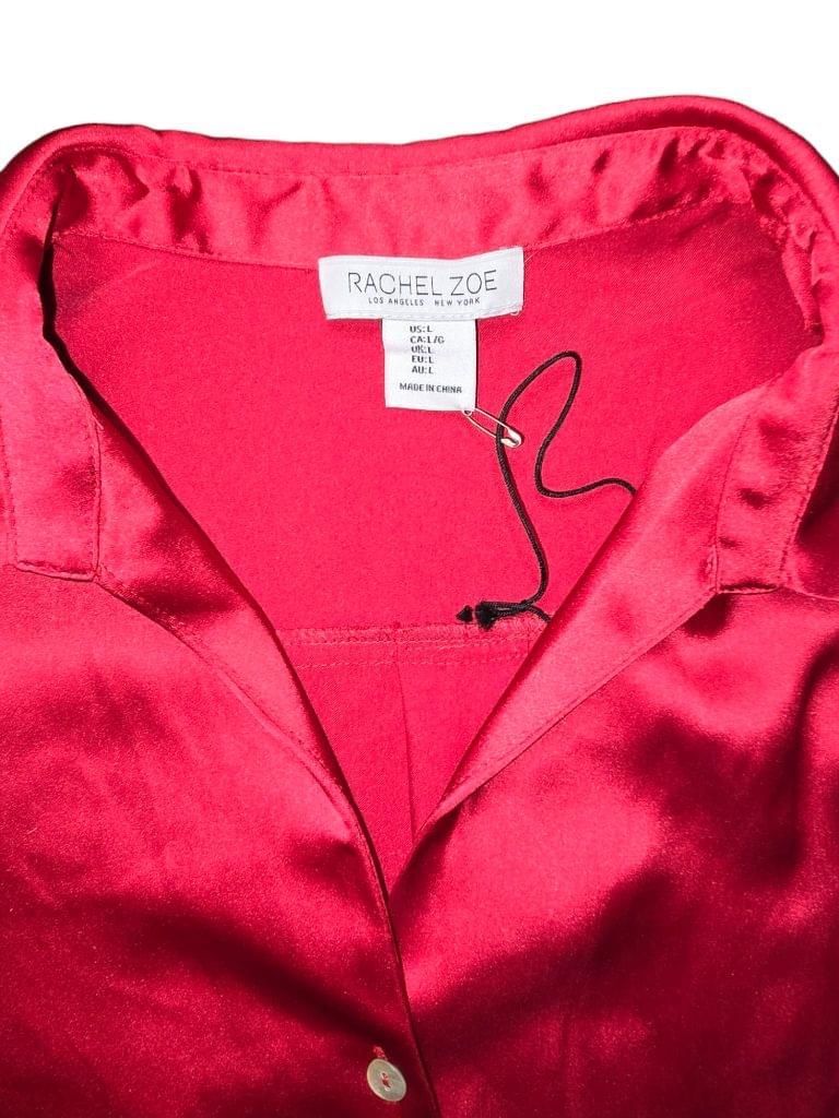 Women's Rachel Zoe Red Satin Cropped Blouse - Size L NEW