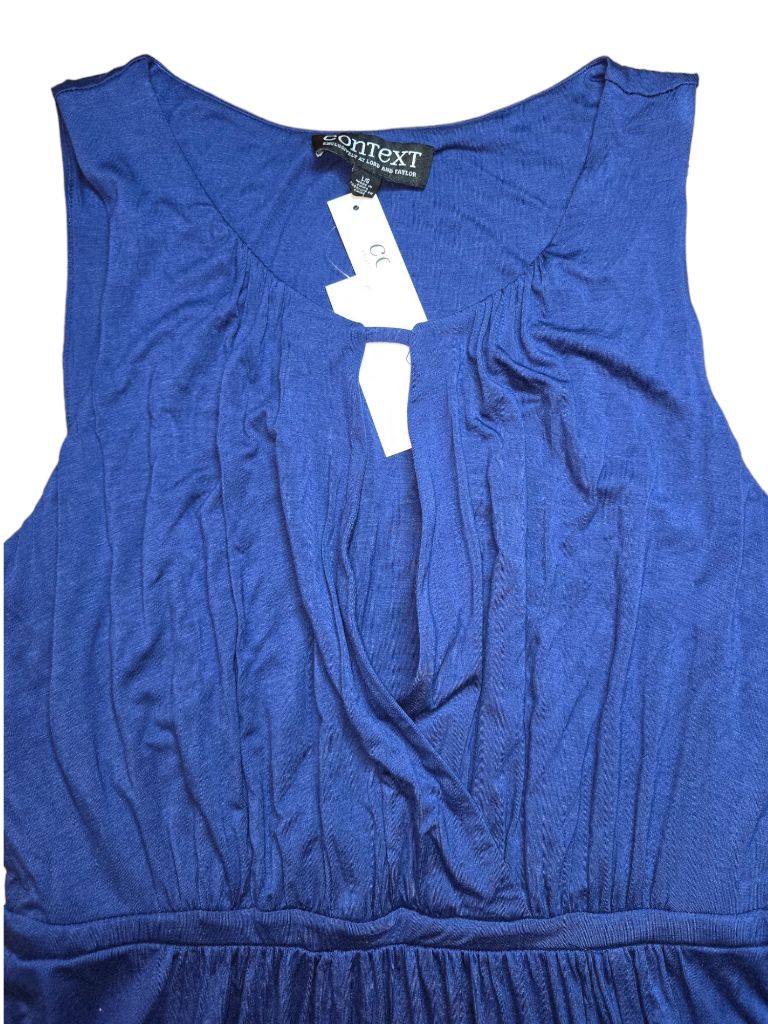 Women's Context Royal Blue Maxi Sundress Size LARGE Leg Slit Dress *MSRP $98*