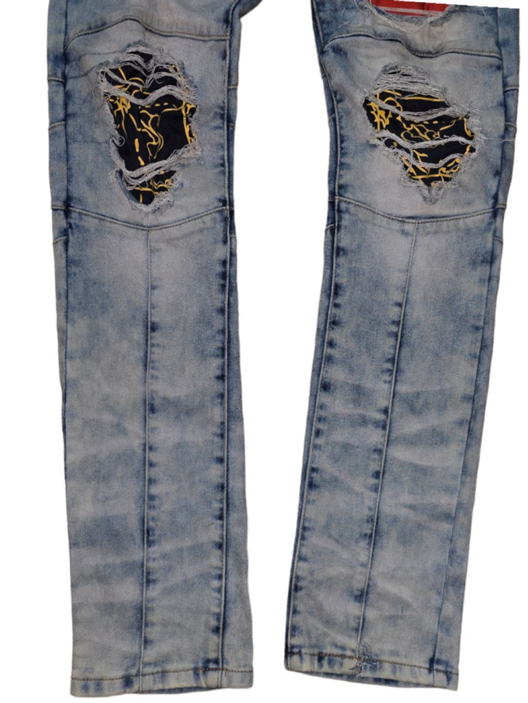 Men's Reason Brand Retro Blue Distressed Skinny Jeans Size 32 Yacht Crew