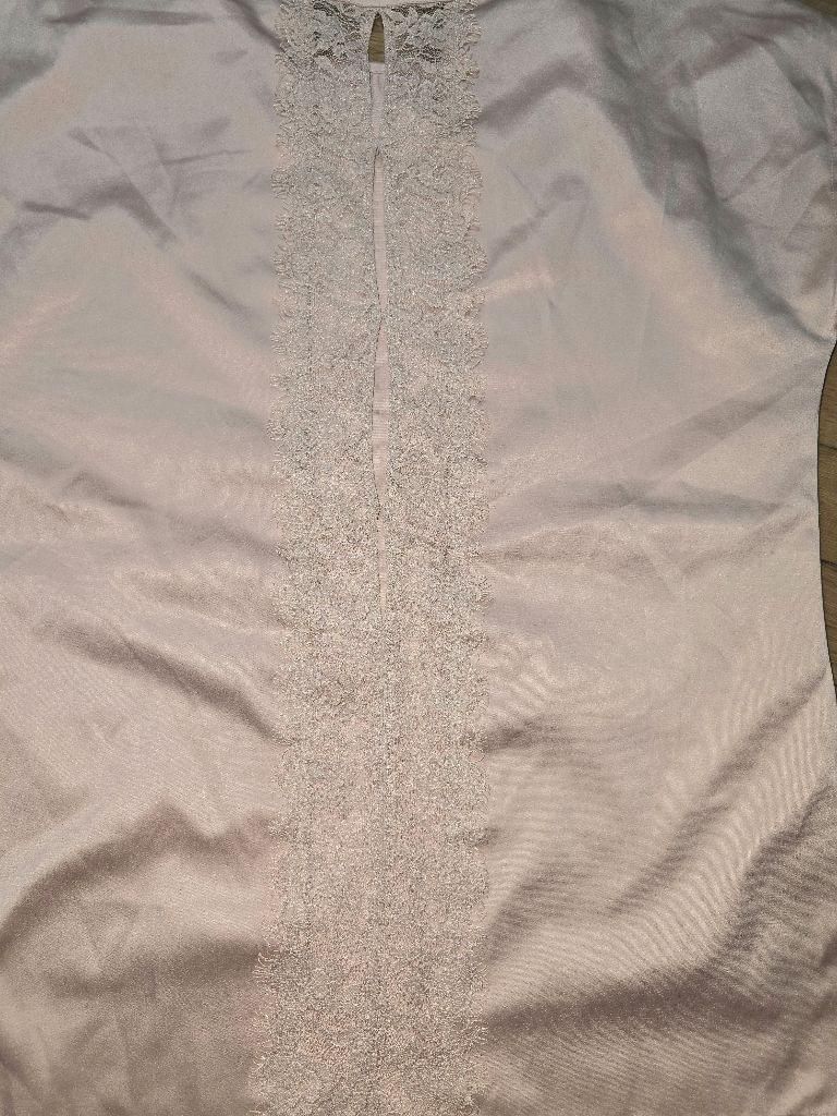 Women's The Limited Pink Satin Feel Blouse Size XS Lace Sheer Back