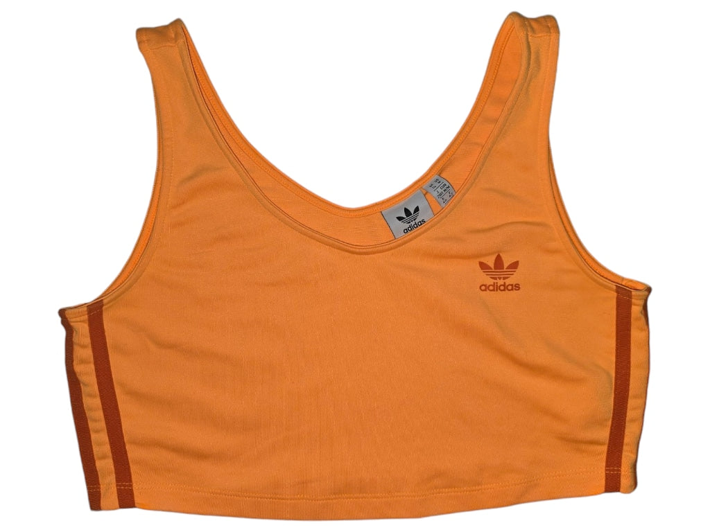 Women's Adidas Origanals Tank Top, Bright Orange, Size M Cropped Neon Red Stripe