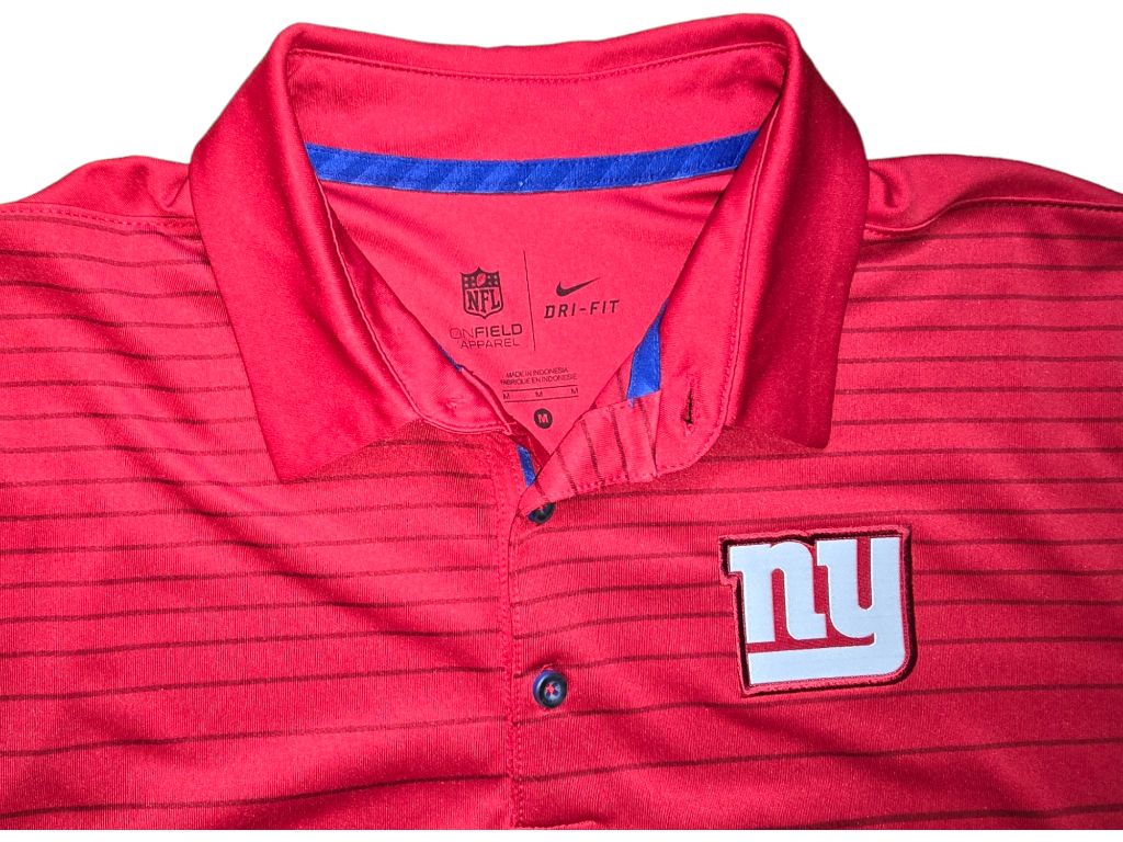 Men's Nike Dri-Fit New York Giants ONFIELD Apparel Polo Shirt Size MEDIUM Red