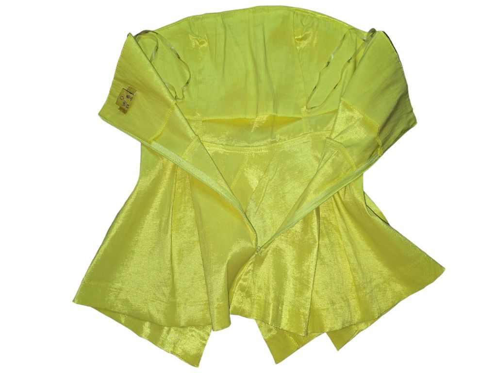 Women's Daisy Yellow Strapless Ruffle Starpless Top Shiny faux satin