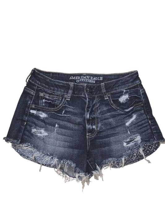 Women's American Eagle Size 4 Stretch Distressed High Rise Festival Jean Shorts