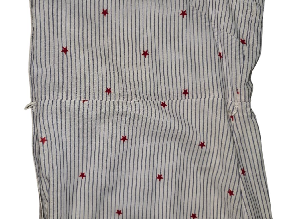 Women's Draper James Size L White and Blue Striped Red Star Dress Midi Fit Flare