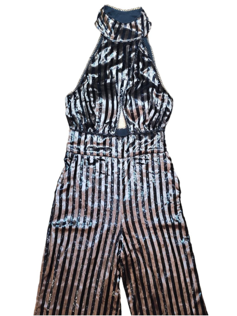 REVOLVE House of Harlow 1960 Black and Gold Striped Sequin Jumpsuit - Size XXS