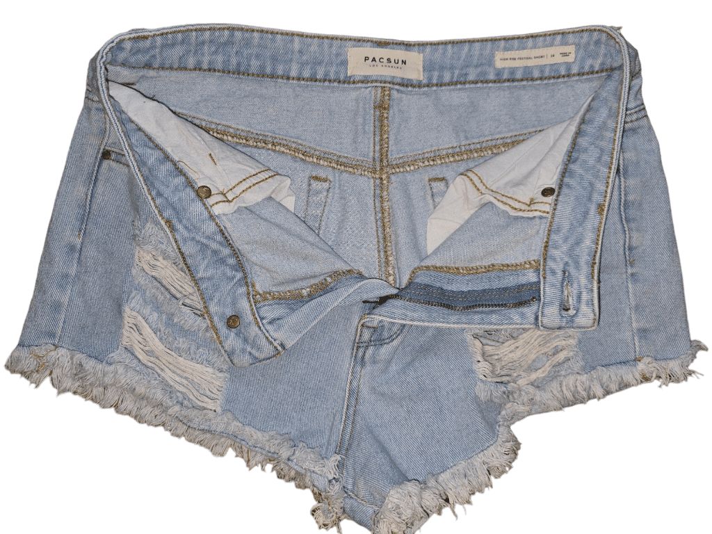 Women's PacSun Light Blue Distressed High Rise Festival Denim Shorts Size 29