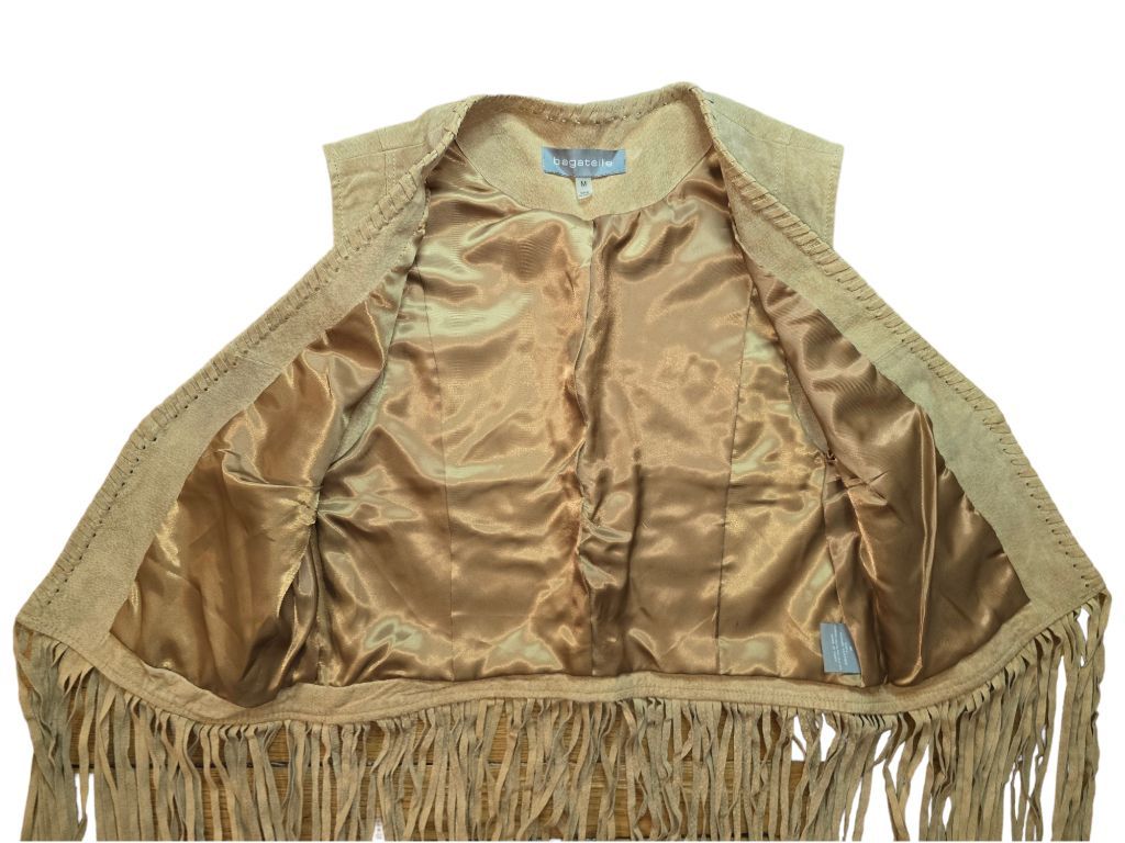 Women's Bagatelle Brown Fringe Suede Vest Size M Genuine Leather Festival