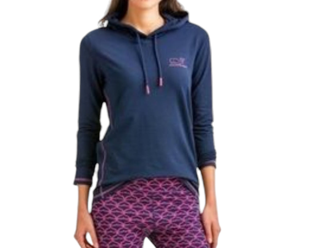 Women's Vineyard Vines Performance Navy Blue/Pink Hoodie Sweatshirt Sz M Pocket