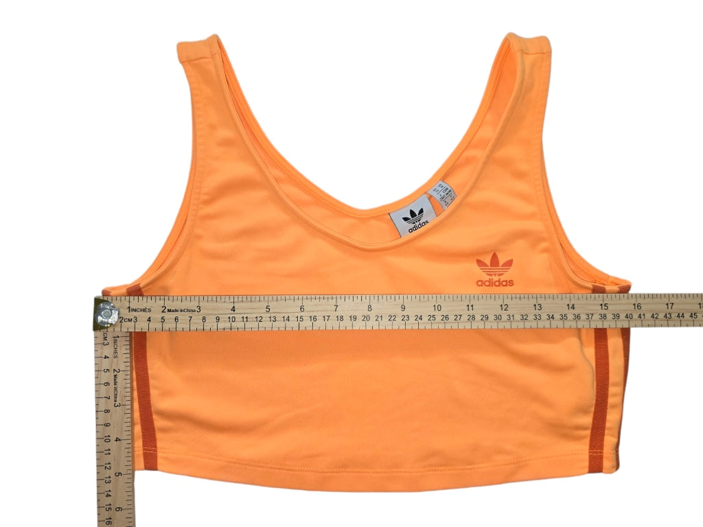 Women's Adidas Origanals Tank Top, Bright Orange, Size M Cropped Neon Red Stripe