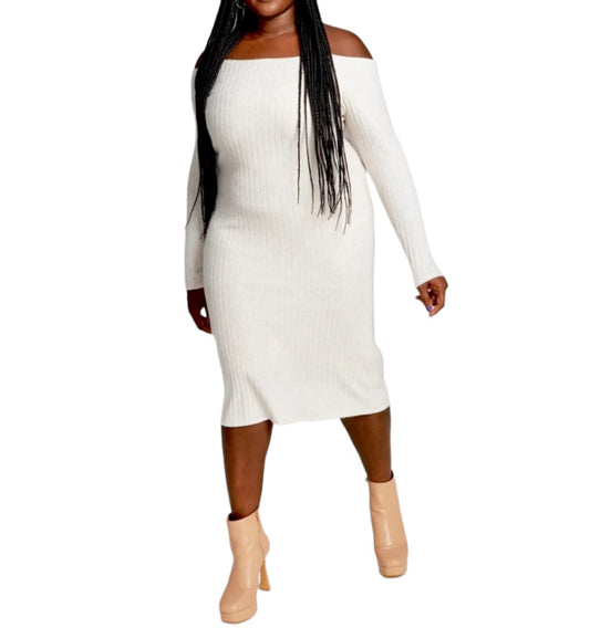 Women's GooGoo Bar III Trendy Plus Size Off-the-Shoulder Ribbed Sweater Dress 4X