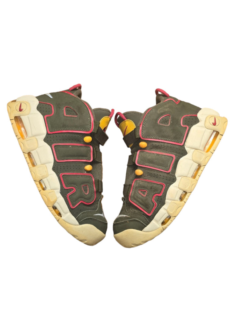 Men's Nike Air More Uptempo Sneakers Size US 11 Green Red Cargo Khaki DH0622-300