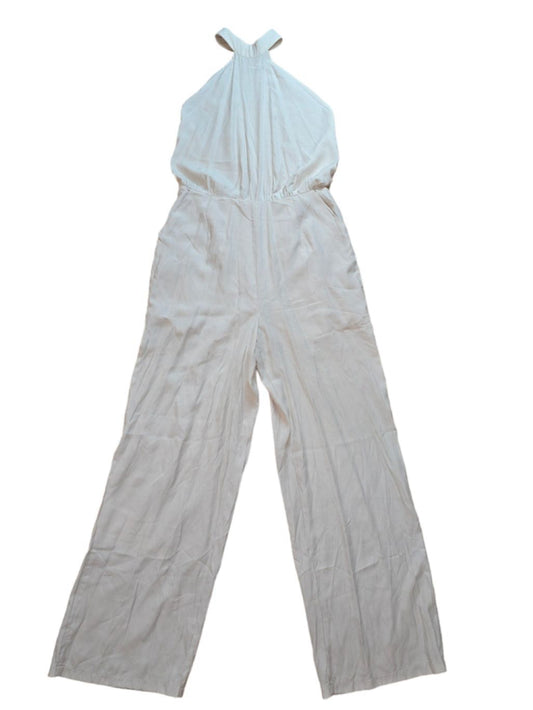 Women's SHEIN Ivory Halter Neck Wide Leg Jumpsuit Open Back Size Large Lined