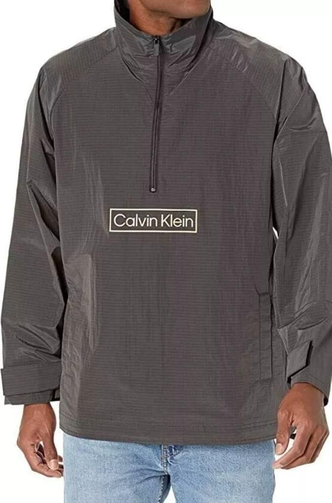 Men's Calvin Klein Black Windbreaker Half Zip Mock Neck Jacket SZ M MSRP $148