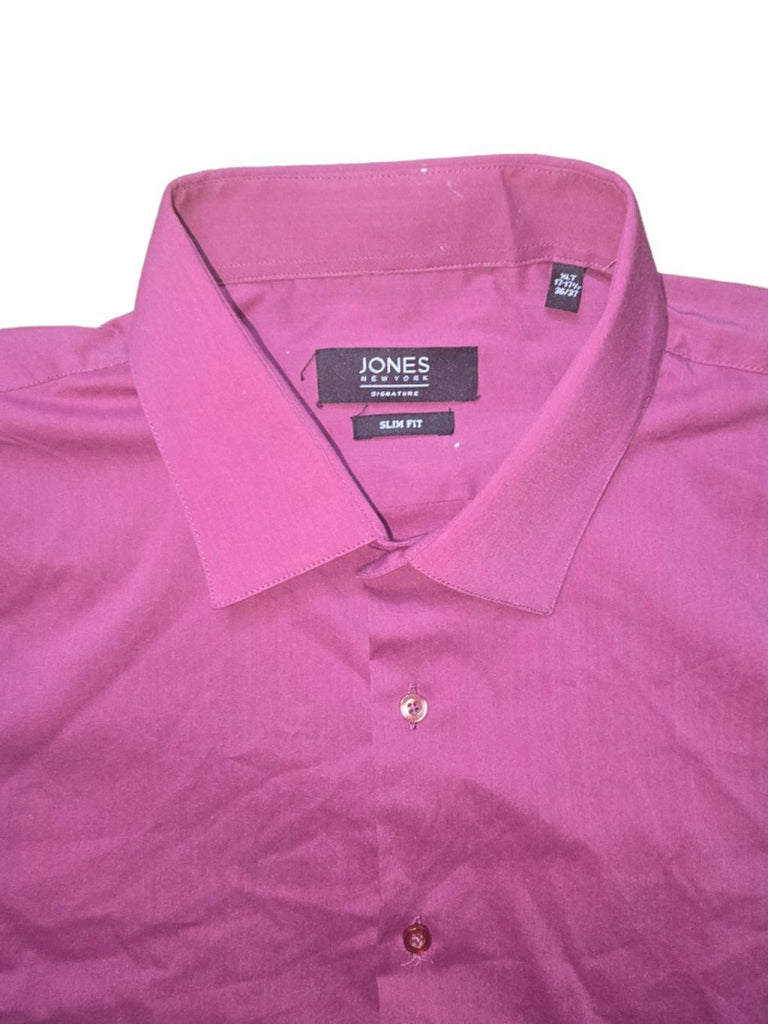 Men's Jones New York Plum Burgandy Slim Fit Dress Shirt 17 1/2 - 36/37 XLT