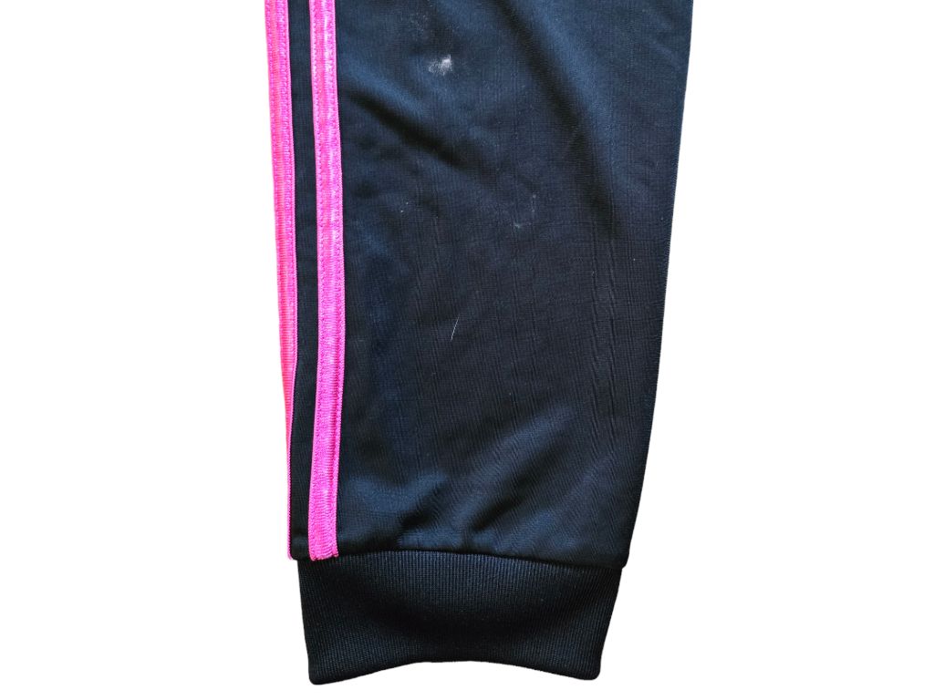 Girls Adidas Tracksuit Black Pink Stripe Size Large 14