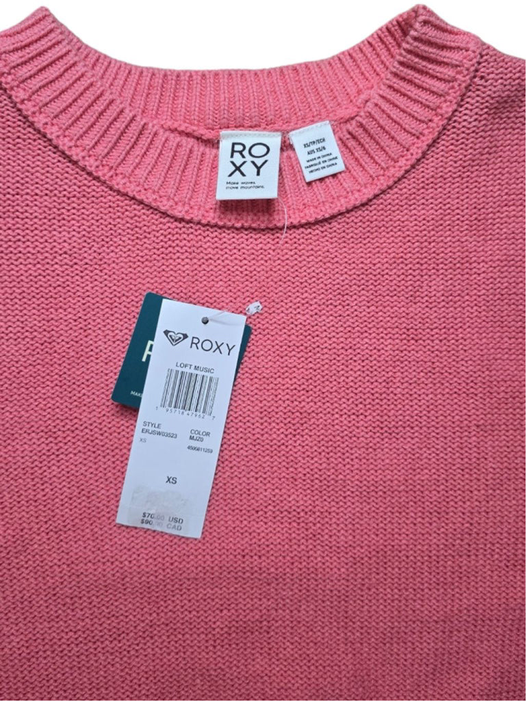 Women's ROXY Loft Music Sweater XS Pink Balloon Long Sleeve