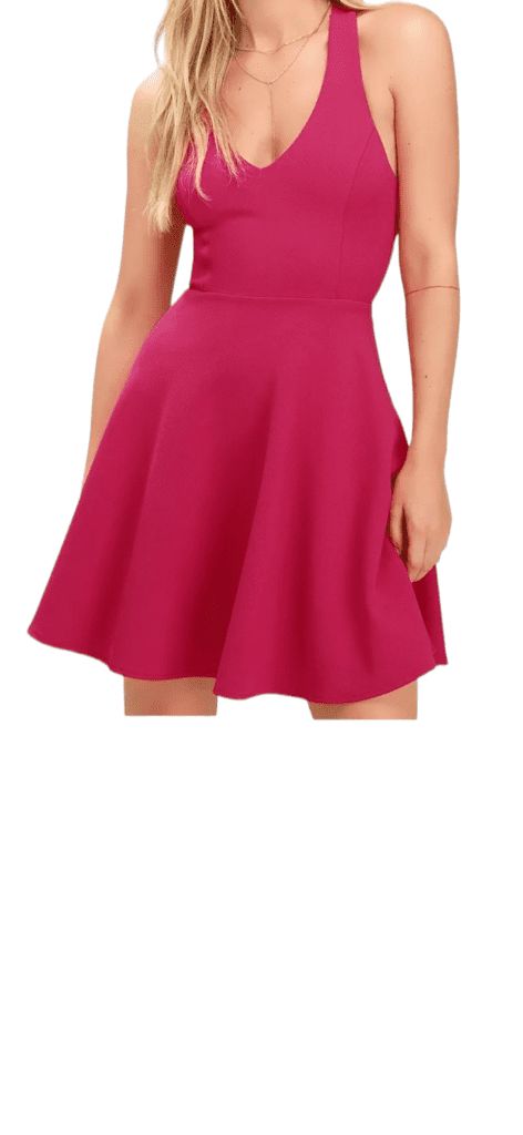 Women's Lulu's Katrina Fuchsia Strappy Backless Pink Skater Dress Size S NWT