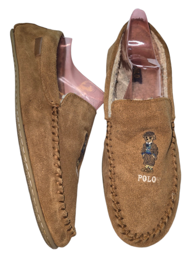 Polo Ralph Lauren Men's Brown Collins Heritage Icon Polo Bear Suede Slippers 11