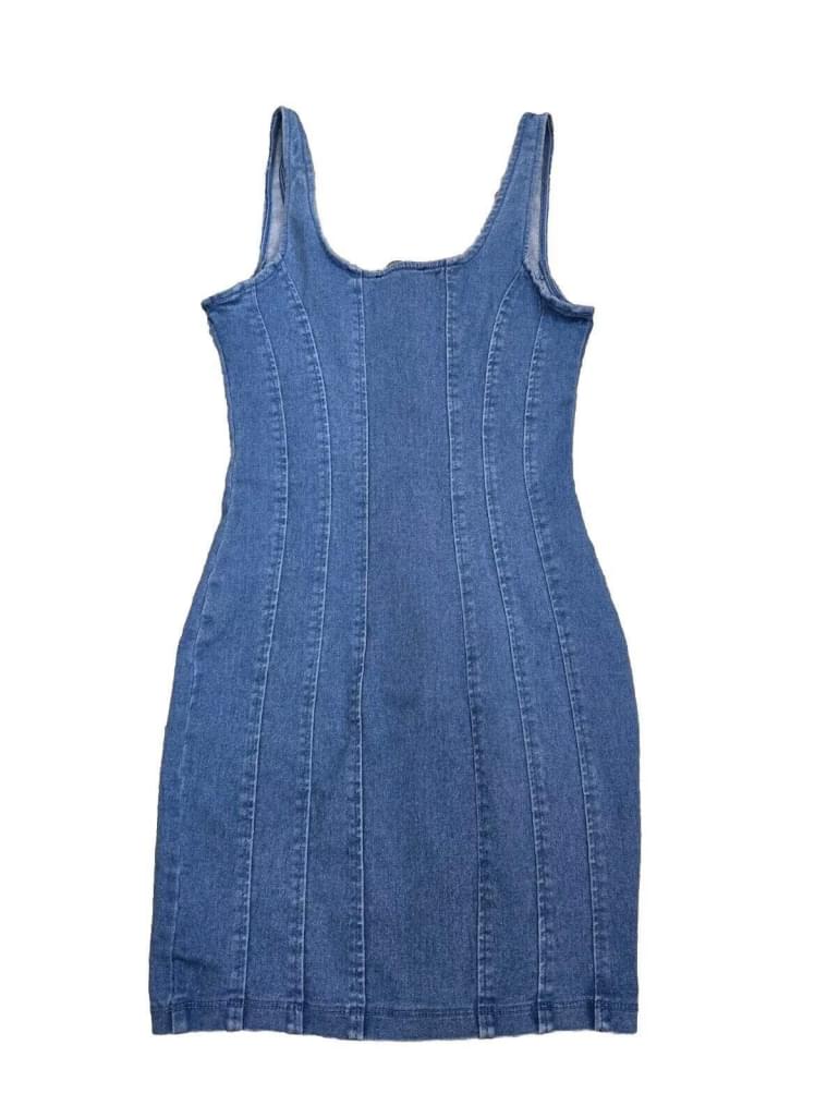 Haute Monde Sleeveless Denim Jean Mini Bodycon Stretchy Dress Small