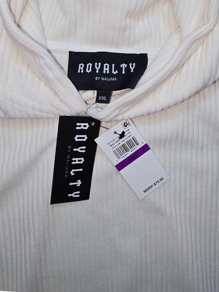 Men's Royalty by Maluma White Corduroy Pullover Hoodie XXL MSRP $79.50