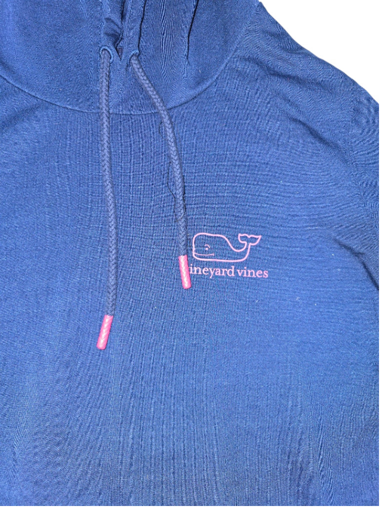 Women's Vineyard Vines Performance Navy Blue/Pink Hoodie Sweatshirt Sz M Pocket