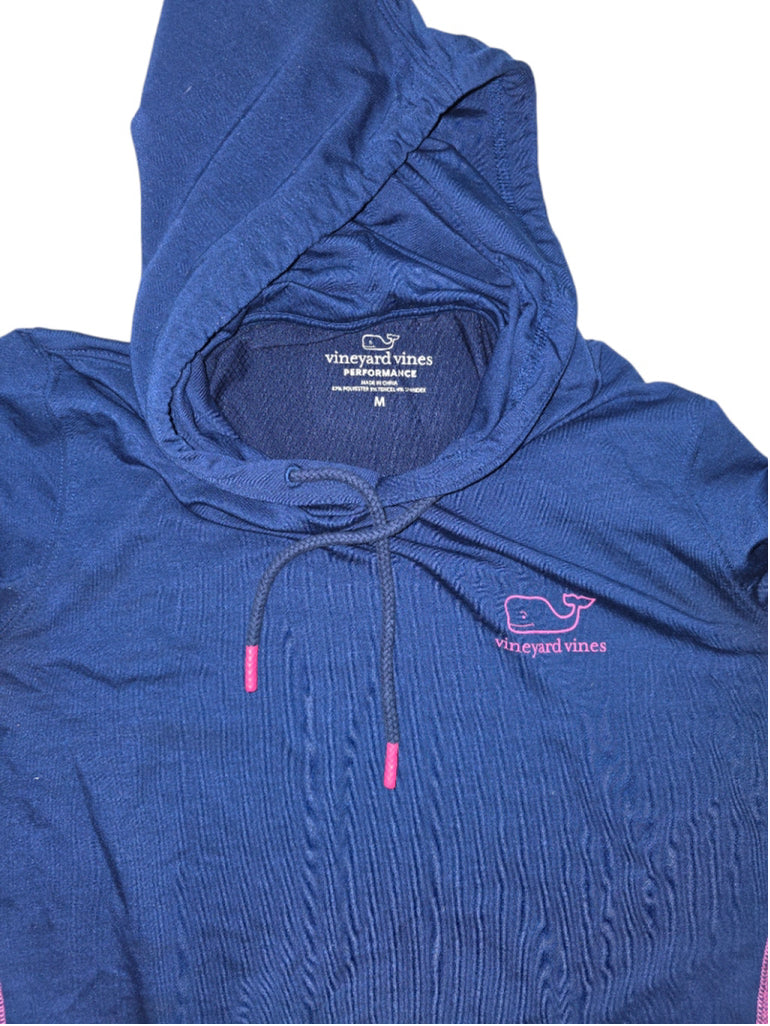 Women's Vineyard Vines Performance Navy Blue/Pink Hoodie Sweatshirt Sz M Pocket