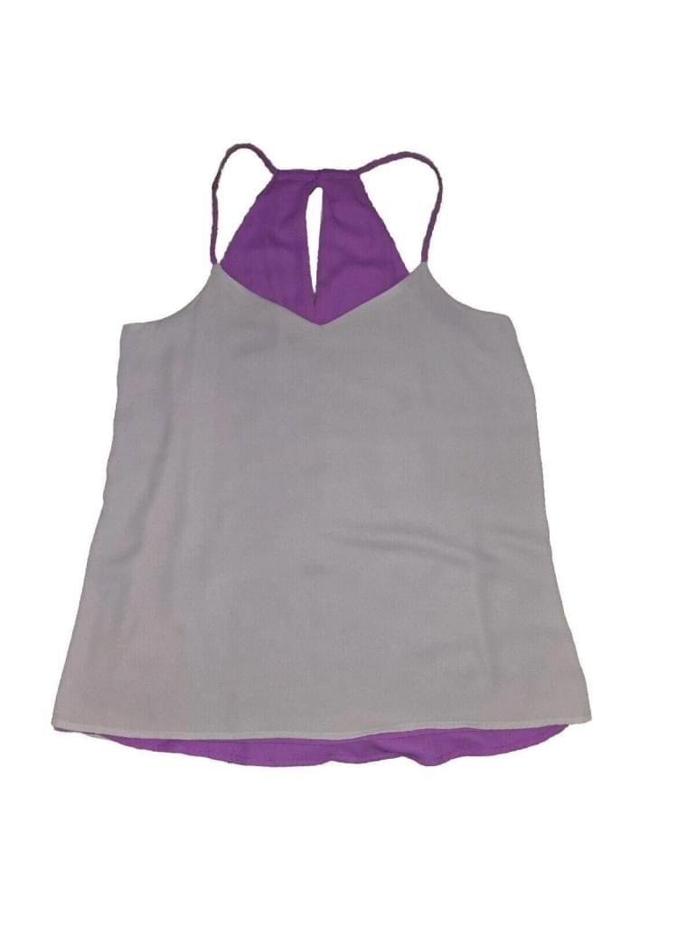 Express Reversible Chiffon V-Neck Cami Tank Top Purple Gray Size Medium