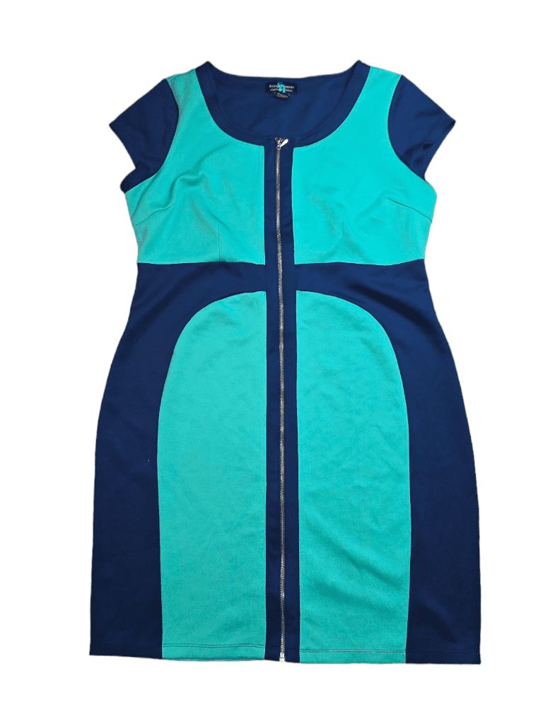 Women's Steve Harvey Celebrity Edition Zipper Front Blue and Green Dress Size XL