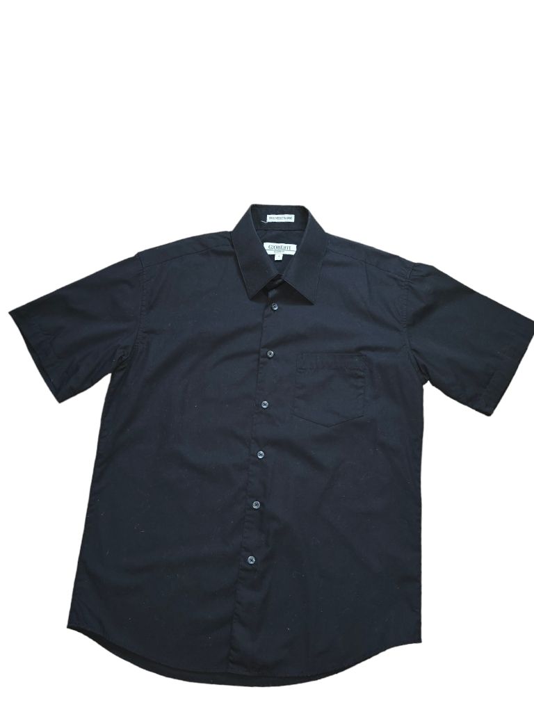 Geoberti Classic Fit Black Short Sleeve Button Down Shirt Size SMALL