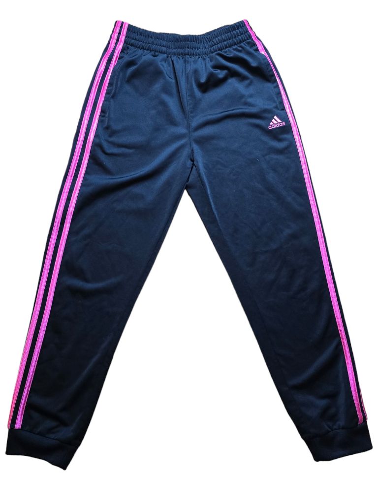 Girls Adidas Tracksuit Black Pink Stripe Size Large 14