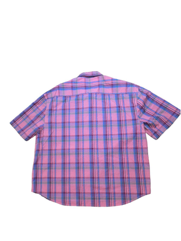 Vintage Men's Nautica XXL Pink Plaid Western Snap Button Short Sleeve Shirt