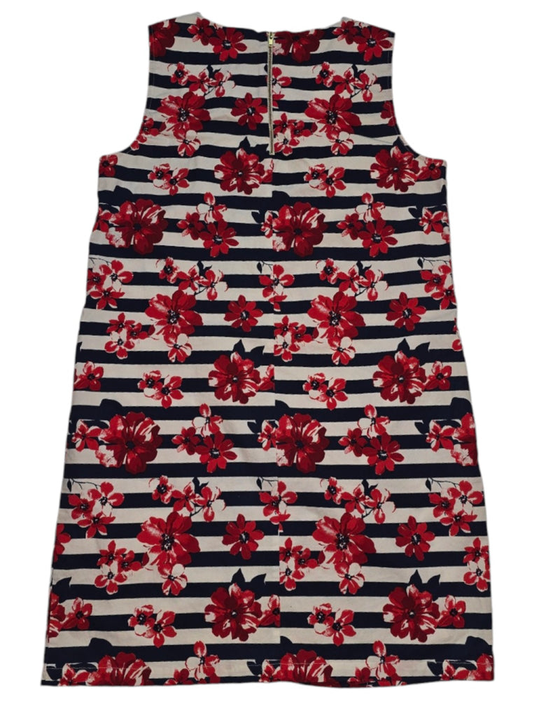 Women's Tabitha Webb Floral Sheath Dress, Size 10, White & Navy Striped Red